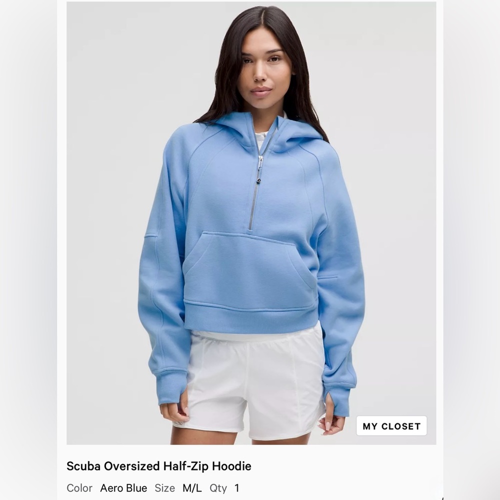 Lululemon NWT Scuba Oversized Half Zip Hoodie, Aero Blue, M/L